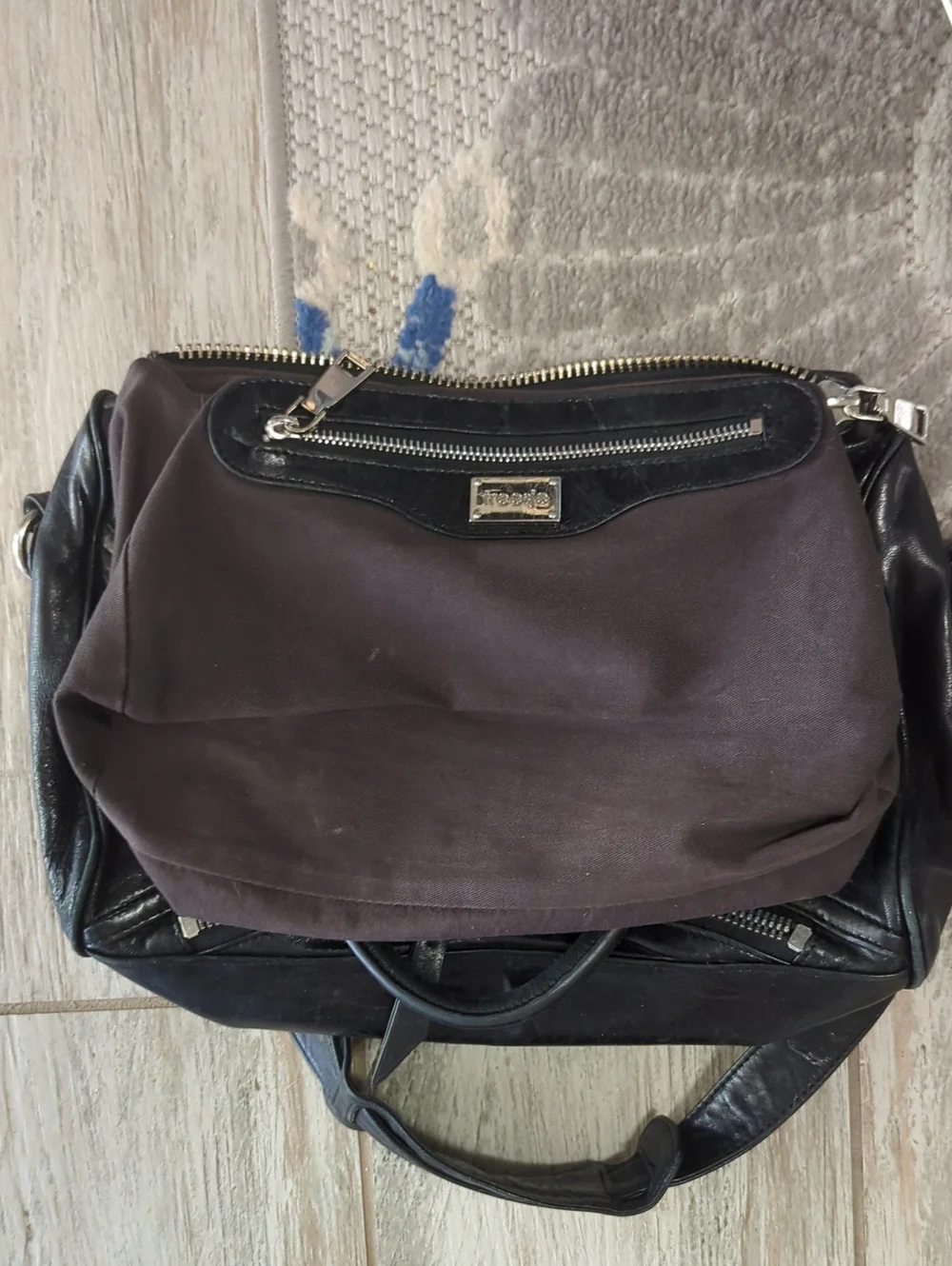 True Vintage Y2K Treesje Asher Black Leather Moto Satchel Shoulder Bag